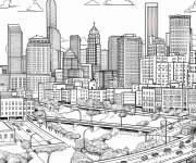 Coloriage Paysage de la ville panoramique