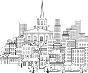 Coloriage Paysage de ville urbain