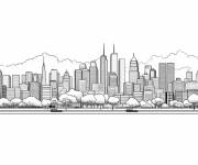 Coloriage Paysage urbain panoramique