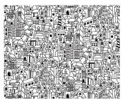 Coloriage Paysage ville anti-stress