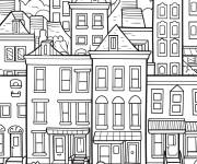 Coloriage Quartier de la ville moderne