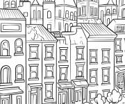 Coloriage Un quartier de la ville calme