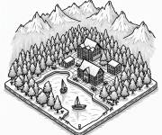 Coloriage un Village Montagnard