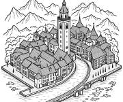 Coloriage Une Ville M&eacute;di&eacute;vale