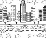 Coloriage Une Ville pour maternelle