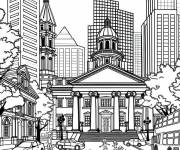 Coloriage Ville au &eacute;tats Unis facile