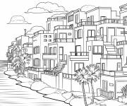 Coloriage Ville baln&eacute;aire pittoresque