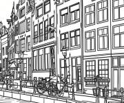 Coloriage Ville d'Amsterdam des Pays Bas
