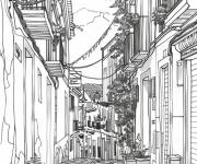 Coloriage Ville d'Espagne
