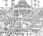 Coloriage Ville d'Istanbul en Turquie
