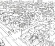 Coloriage Ville de banlieue