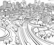 Coloriage Ville de banlieue simple