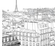 Coloriage Ville de Paris d&eacute;taill&eacute;e