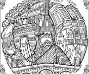 Coloriage Ville de Paris en mandala