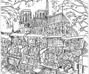 Coloriage Ville de paris notre dame de paris