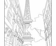 Coloriage Ville de Paris vue vers le haut