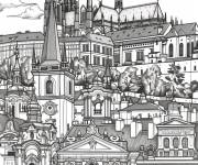 Coloriage Ville de Prague r&eacute;aliste