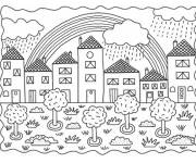 Coloriage Ville et nature