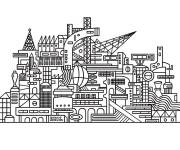 Coloriage Ville moderne abstrait