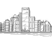 Coloriage et dessins gratuit Ville vue d'horizon à imprimer