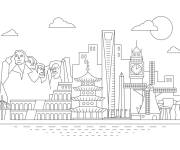 Coloriage et dessins gratuit Villes de diff&eacute;rents pays à imprimer