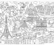 Coloriage Villes du monde Paris et New-York