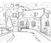 Coloriage Vue sur la ville de campagne