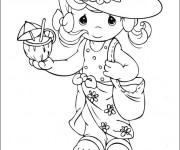 Coloriage Vintage Fille mignonne couleur