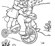 Coloriage Vintage La bicyclette d'enfance