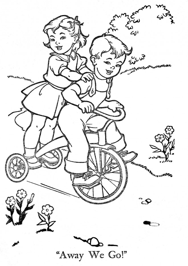 Coloriage et dessins gratuits Vintage La bicyclette d'enfance à imprimer