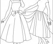 Coloriage Vintage Robe de Femme