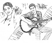 Coloriage Violetta et Amour de Musique