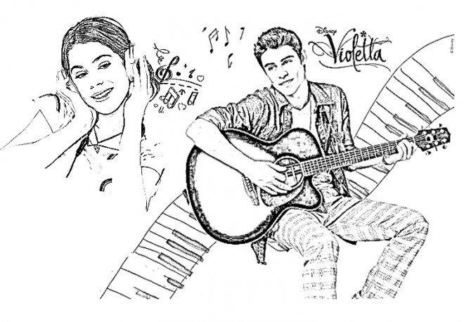 Coloriage et dessins gratuits Violetta et Amour de Musique à imprimer