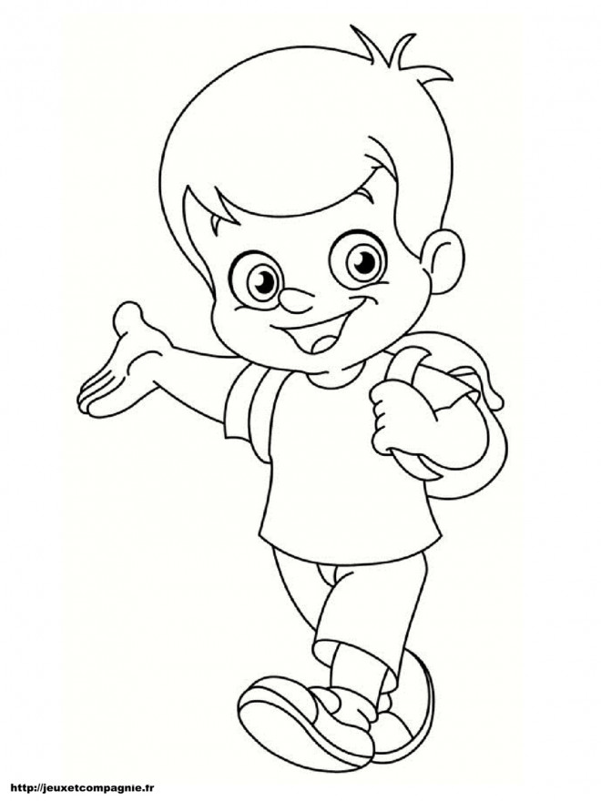 Coloriage Un garçon et son cartable dessin gratuit à imprimer