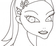 Coloriage Visage  Femme avec grands yeux