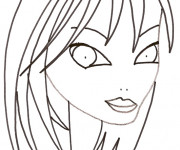 Coloriage Visage Fille dessiné facilement