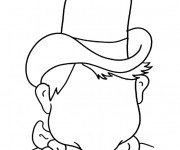 Coloriage Visage Homme portant un Chapeau