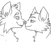 Coloriage Amour des chats guerriers
