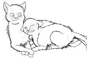 Coloriage Calins des guerriers chats en vecteur