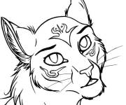 Coloriage Chat chef de tribe
