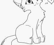 Coloriage Chat et coeur d'amour
