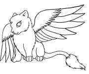 Coloriage Chat guerrier avec des ailes