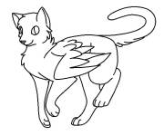Coloriage Chat guerrier avec des ailes facile