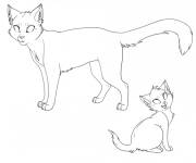 Coloriage Chat guerrier avec son petit