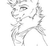 Coloriage Chat guerrier d'anime japonais