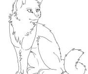 Coloriage et dessins gratuit Chat guerrier en noir et blanc à imprimer