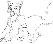 Coloriage Chat guerrier qui aime jouer