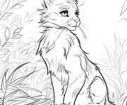 Coloriage Chat guerrier r&eacute;aliste cp