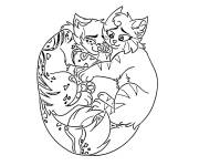 Coloriage Chat guerriers dormant ensemble