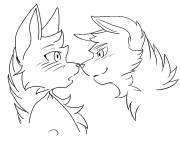 Coloriage Chats face &agrave; face de Warrior Cats